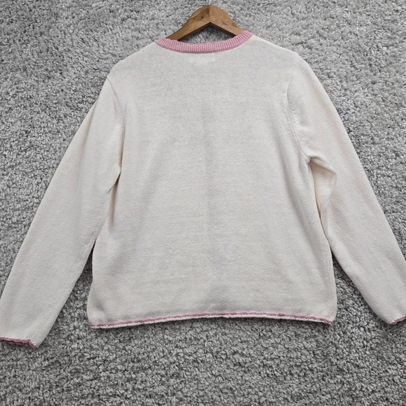 Anthony Richards Womens Embroidered Cardigan Sweater Size M White Cottagecore - Picture 7 of 11
